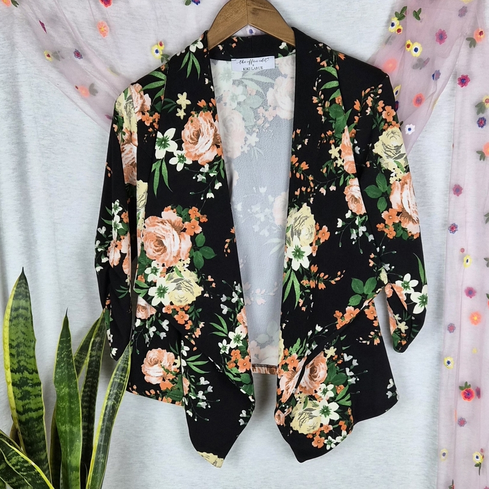 Kiki LaRue Floral Blazer Open Front The Office Edit Size Small